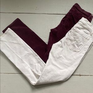 Loft 2 pair Modern Straight Women's Corduroy Pants Cream Burgundy/Eggplant 26/2